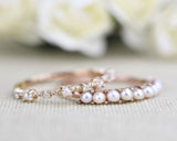 2.5mm Round AAA Fresh Pearl 14k Solid Gold Vintage Wedding Band