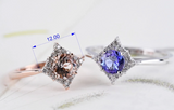 Diamond Halo 6mm Round Tanzanite Engagement ring Solid Rose gold yellow gold ring