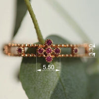 Natural Ruby Rosary Ring. Solid 14k Rose Gold Mill grained Daily Rosary Ring