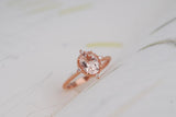 Vintage Pink Morganite engagement ring 1.2ct oval morganite & white diamond rose gold ring