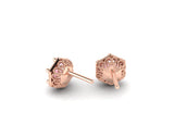 6mm Round Morganite, Hexagon Shape earrings