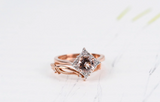 Art Deco Style & Diamond Shape Halo, Round Morganite Engagement Ring white diamond ring