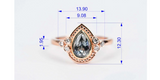 Vintage Two tones, Pear Shape Sapphire Engagement Ring 14k yellow and rose gold white diamond ring