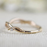 Lovely Tiara style milgrain wedding band diamond rose gold yellow gold white gold matching band