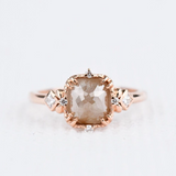 Light Brown Vintage Loose Diamond Engagement ring Art Deco 14k solid rose gold white diamond ring