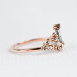 Stunning Multi Color Diamond, Tiara Style Solid 14k Rose Gold Engagement Ring