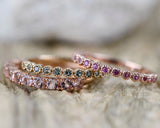 Natural Alexandrite Wedding Band , Solid 14k Gold Daily Ring