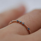 Vintage Blue diamond stackable, daily band ring rose gold yellow gold wedding band