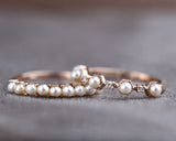 Art Deco Honeycomb Design Creamy White Fresh pearl and Diamond 14k Solid Gold Ring