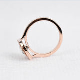 Vintage Light Gray Sapphire Engagement Ring Multi Diamond Halo Mil Grain 14k Rose gold Ring