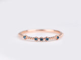 Vintage Blue diamond stackable, daily band ring rose gold yellow gold wedding band