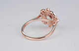 Floral Engagement Ring Stunning plain shank pink morganite & white diamond rose gold engagement ring