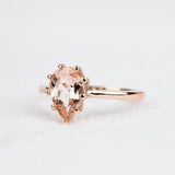 Solitary Pear Shape, AAAA Peach Salmon Morganite 14k Rose gold Engagement Ring