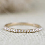 1.3 mm Cutie Fresh Seed Pearls Solid 10K, 14k Gold Daily Stocking Ring , Vintage Wedding Band
