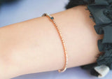 Geometric Piramit Link Chain Blue Diamond Point Solid 14k Rose Gold Bracelet
