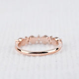 Vintage Rose Bud wedding band white sapphire, solid rose, yellow, and white gold ring