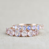 3mm Rainbow Moon Stone ring 14k gold Vintage wedding band