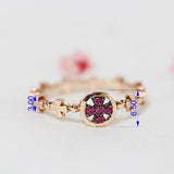 Ion Cross 14k Rose Gold Rosary ring, Pink Sapphire ring