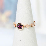 Ion Cross 14k Rose Gold Rosary ring, Pink Sapphire ring