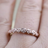 Rose bud band ring blossom solid rose gold yellow gold wedding band ring