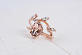 Vintage Pink Morganite engagement ring 1.2ct oval morganite & white diamond rose gold ring