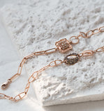 Art Deco links, Multi Brown Oval link Point Vintage 14k Solid rose gold Bracelet