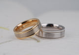 Vintage, Handmade Men's wedding band solid white & yellow gold band ring