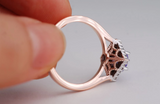 Diamond Halo 6mm Round Tanzanite Engagement ring Solid Rose gold yellow gold ring