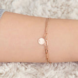 Art Deco Link and chain , Vintage Coin Charm Bracelet, 14k Solid Rose Gold Daily Bracelet