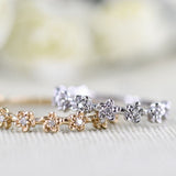 Adorable Floral Diamond band ring Ruby flower ring rose gold yellow gold white gold wedding band