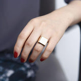 Art Deco Square Box Signet ring Solid 14K Yellow gold Cocktail ring