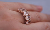 5 oval Pink Morganite Engagement ring 14k solid  rose gold wedding band
