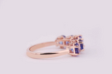 Fantastic blue berry Tanzanite engagement ring Natural 5mm round Tananite & white diamond setting bride ring