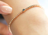 Geometric Piramit Link Chain Blue Diamond Point Solid 14k Rose Gold Bracelet