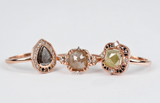 Light Brown Vintage Loose Diamond Engagement ring Art Deco 14k solid rose gold white diamond ring