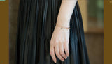 Vintage Links with Snow Flack Charms Bracelet, 14k Solid Rose Gold Diamond Charms Daily Bracelet