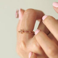 Natural Ruby Rosary Ring. Solid 14k Rose Gold Mill grained Daily Rosary Ring