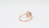 Vintage Two tones, Pear Shape Sapphire Engagement Ring 14k yellow and rose gold white diamond ring