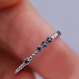 Vintage Blue diamond stackable, daily band ring rose gold yellow gold wedding band