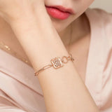 Vintage Multi Links Solid 14k Rose gold Bracelet,t pretty cross charm and Cognac diamond on Square disc point Fashionable Bracelet