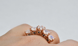 Rainbow Moon Stone ring rose gold yellow gold Natural green diamond wedding band