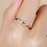 St Angelo Cross Rosary Ring Solid 14k Yellow , Rose gold Ring