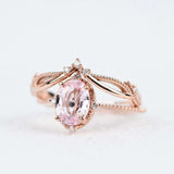 Beautiful Baby Pink Sapphire Vintage Engagement ring 1.2 ct oval sapphire ,white diamond , solid 14k rose gold ring
