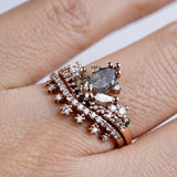 Stunning Multi Color Diamond, Tiara Style Solid 14k Rose Gold Engagement Ring