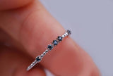 Vintage Blue diamond stackable, daily band ring rose gold yellow gold wedding band