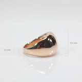 Plain Dorm Art Deco  Cocktail Ring Solid 14k Roses Gold Hollow Ring
