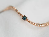 Geometric Piramit Link Chain Blue Diamond Point Solid 14k Rose Gold Bracelet