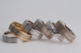 Hand made millgrain men's wedding band Brushed finish white gold yellow gold rose gold ring