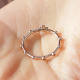 Art deco Cross Rosary Ring Solid 14k  Rose Gold White Diamond ring