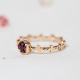 Ion Cross 14k Rose Gold Rosary ring, Pink Sapphire ring